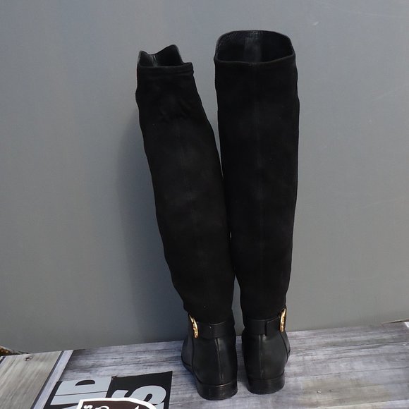 SIZE 8.5. Tory Burch leather over the knee-high stretch panel riding boots. - Picture 5 of 16